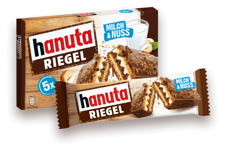 hanuta Riegel Packung und Einzelriegel