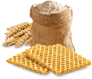 Getreide und Mehl und Waffeln